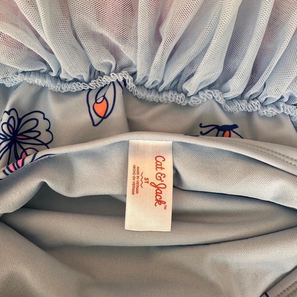 Cat & Jack Girls Pink and Blue Butterfly One-Piece Tutu & Bow Swimsuit • Size 5T - Picture 8 of 9
